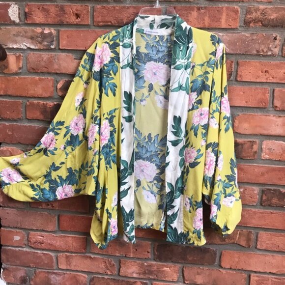 Anthropologie ELMA Floral Kimono Open Boho Lightweight Cardigan Top Jacket Beach - Picture 3 of 14